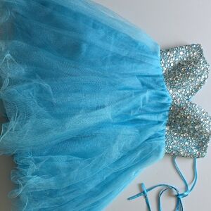 Night Moves - Blue Strapless Dress with Sequins